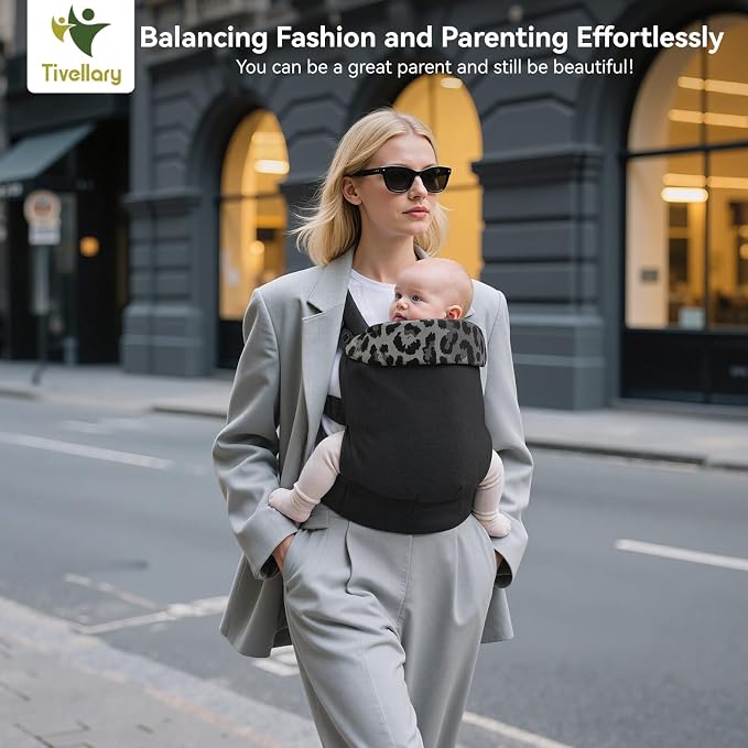 Reversible Baby Carrier – Black Solid & Leopard Print; Lightweight & Breathable - Image 3