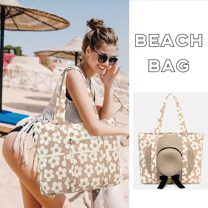 LEDAOU Beach Bags for Women, Beach Bags Waterproof Sandproof, Packable Beach - Image 3