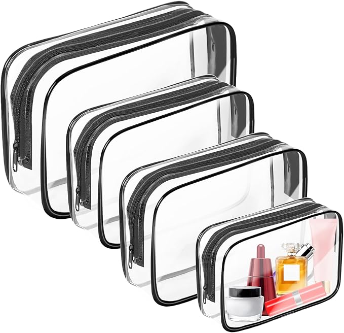 AURUZA 4 Pack Clear Toiletry Bag, Portable Travel Makeup Pouch by AURUZA