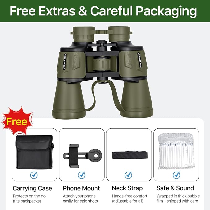 20x50 Hunting Binoculars for Adults High Powered - 28mm Large Eyepiece - Image 6