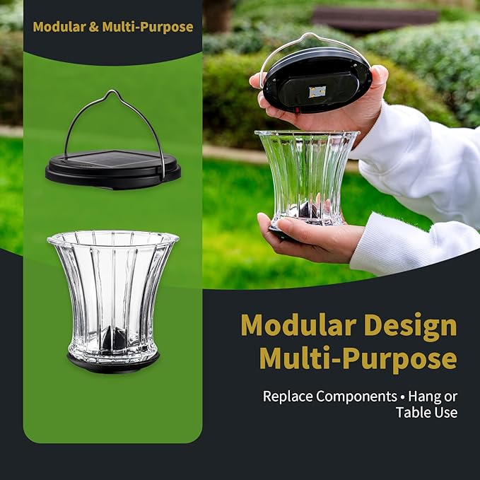 Glass Solar Lantern Outdoor, Waterproof Hanging Solar Lights - Image 6