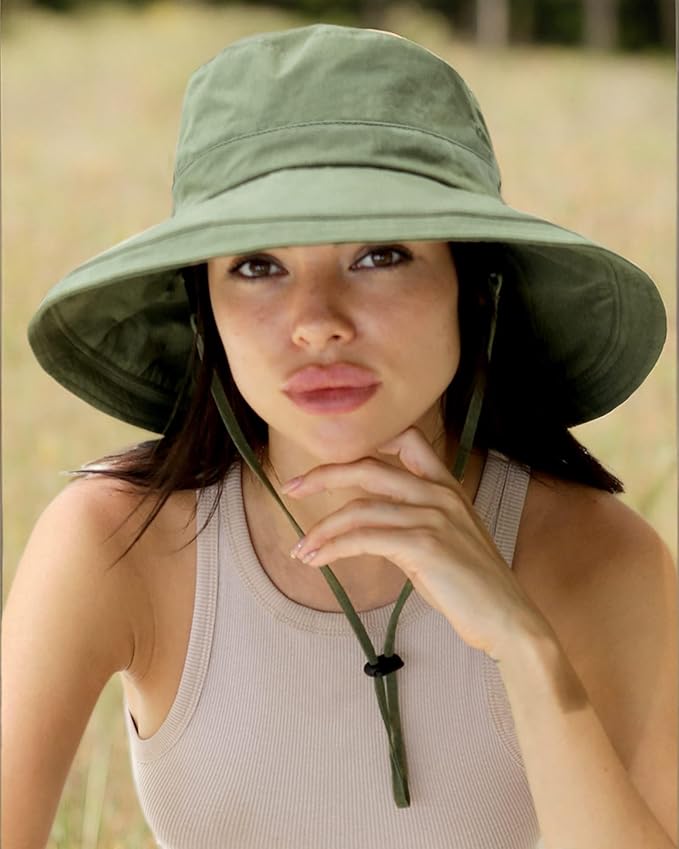 Sun Hats for Women Gardening Hat Wide Brim Ponytail Beach Sun Protection - Image 7