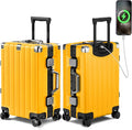 Krute Aluminum Frame Carry On Luggage 20 Inch Zipperless Luggages USB Charger by Krute