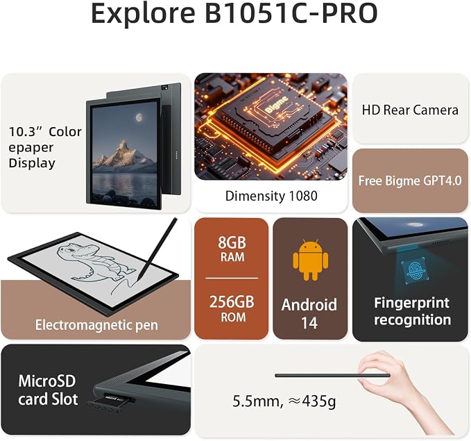 Bigme 10.3" Color E-Ink Read-Write Tablet, ePaper Note Taking Tablet at 5.5mm - Image 2