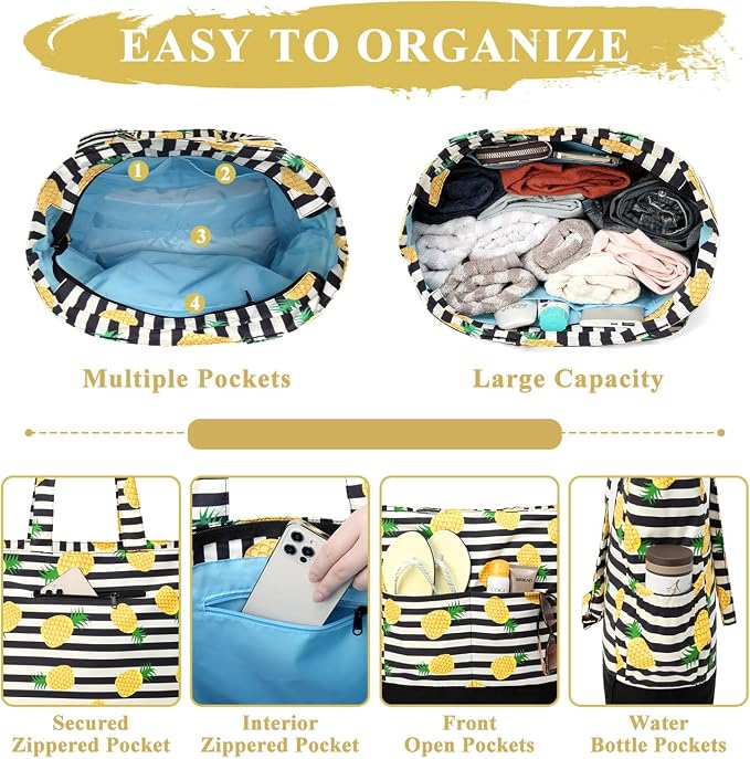 VASCHY Beach Bag for Women, Large Waterproof Sandproof Fold-able Packable Pool - Image 3