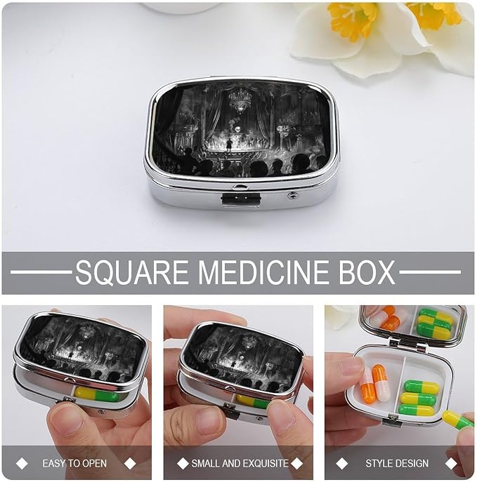 Metal 2 Compartment Pill Organizer Travel Friendly Portable Compact Pill Box - Image 4