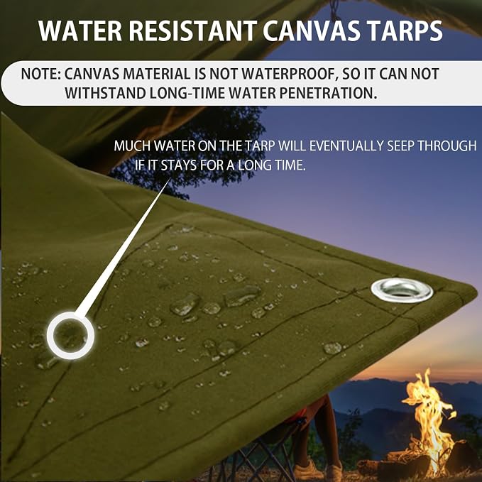 FoundGo Canvas Tarp 6x8ft Heavy Duty Waterproof Tarps - Image 4