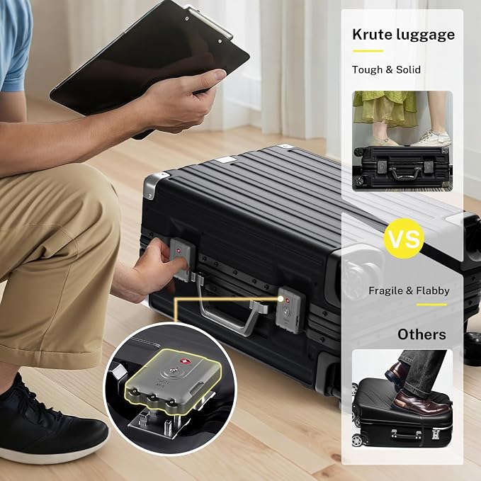 Krute Luggage Sets 2 Pieces Aluminum Frame Suitcase - Image 5