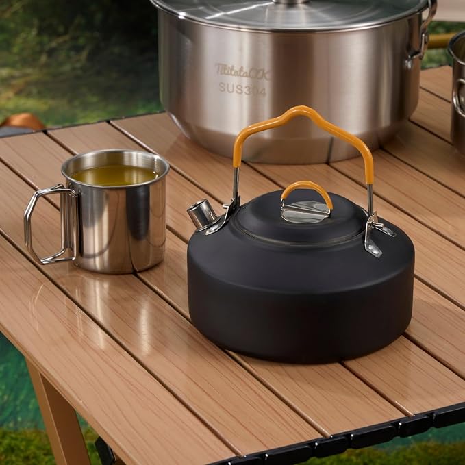 Camping Cookware Set 304 Stainless Steel 10pcs Pots & Pans, Travel Mesh Bag - Image 6