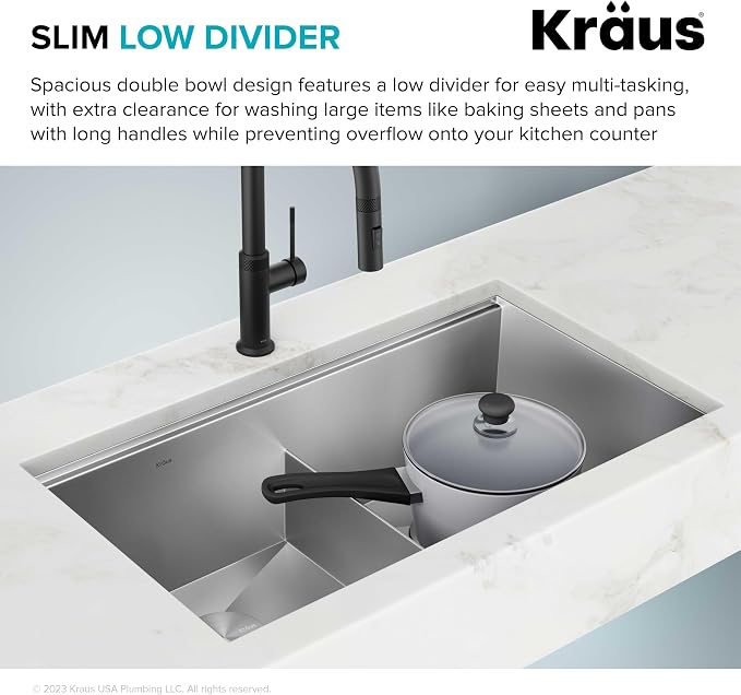 KRAUS Kore 33-Inch Undermount Workstation 16 Gauge Double Bowl Stainless Steel - Image 5