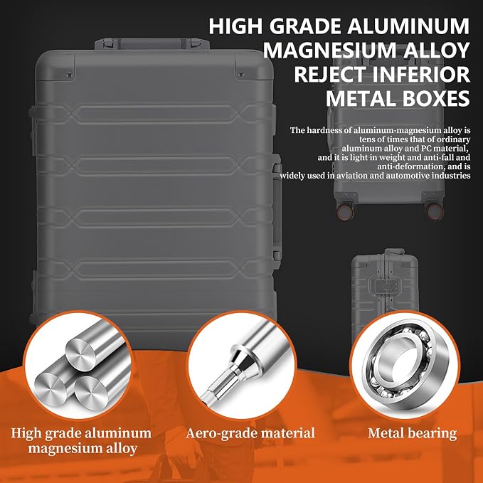 WEICHEN All Aluminum Magnesium Carry On Luggage 22x14x9 Airline Approved 20 - Image 4