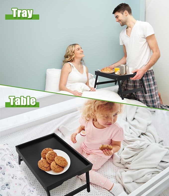 Bed Tray Table with Folding Legs, Bamboo Breakfast in Bed - Image 7