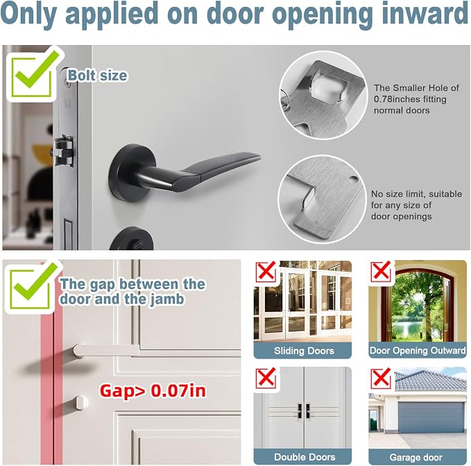Fuers Portable Door Lock & Door Stop Alarm, Dual Protection Home Security Door - Image 2