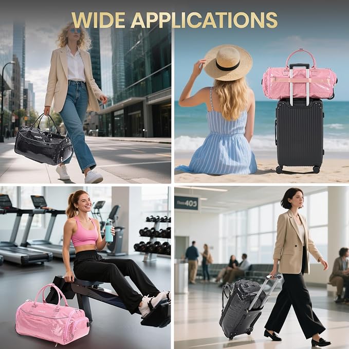 3-in-1 Rolling Garment Bags for Travel, Glitter Wheeled Carry-On Suit Luggage - Image 7