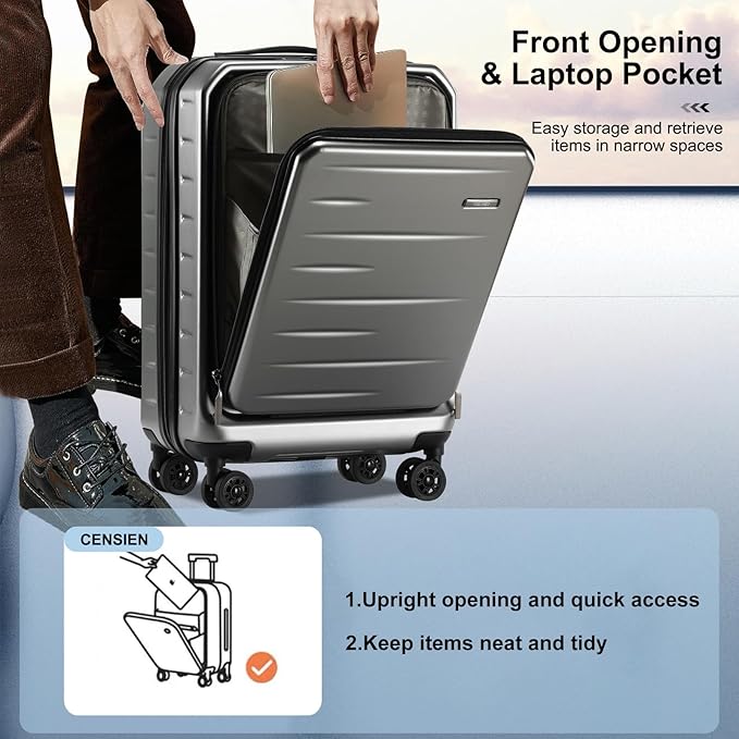 Carry On Luggage 22×14×9 Airline Approved, 20 Inch Lightweight ABS+PC Hard - Image 2