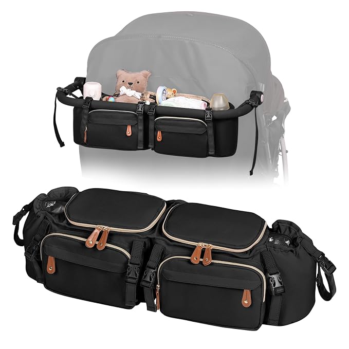 Double Stroller Organizer for Bob Duallie and Baby Jogger City Mini GT2 by Boomistry