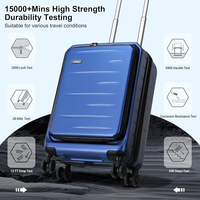 Carry On Luggage 22×14×9 Airline Approved, 20 Inch Lightweight ABS+PC Hard - Image 7