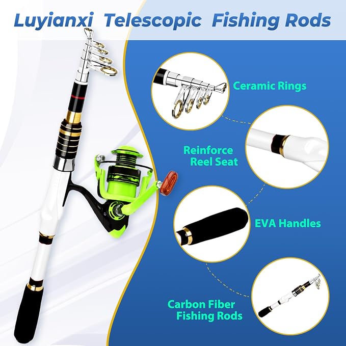 Telescopic Fishing Rod and Reel Combo, 2 Collapsible Spinning Reels, 2 100m Line - Image 3
