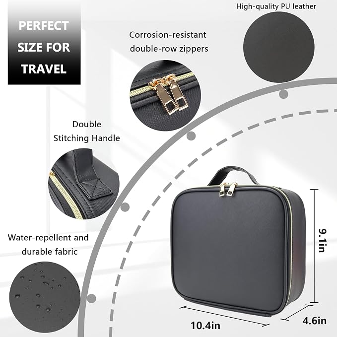 Travel Makeup Bag with LED Lighted Mirror, Travel Makeup Organizer, 3 Color - Image 3