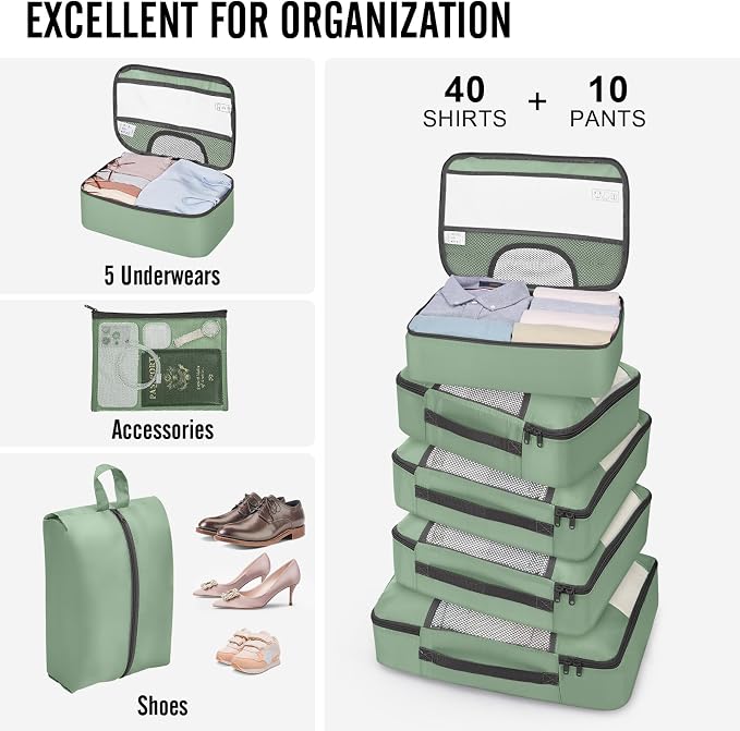 Veken 10 Set Packing Cubes for Travel Essential, Suitcase Organizer Bags in 4 - Image 5