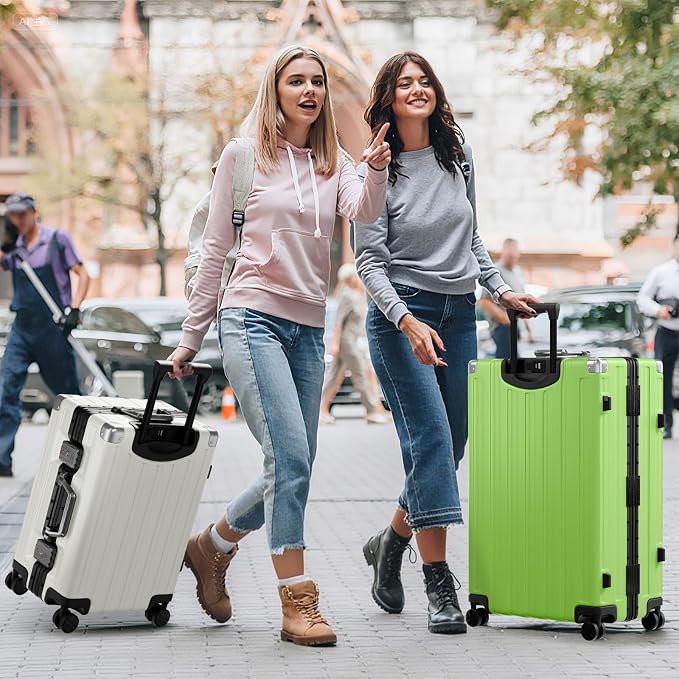 Krute Checked Aluminum Frame Suitcase 24 Inch Zipperless Luggages Hardside PC - Image 8