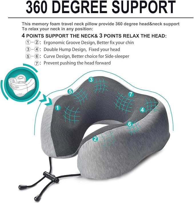 napfun Neck Pillow for Traveling, Travel Neck Pillow for Airplane 100% Pure - Image 2