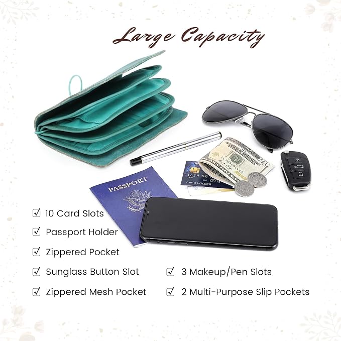 Genuine Leather Nomad Organizer Travel Wallet | Women's Wallet Clutch Passport - Image 3