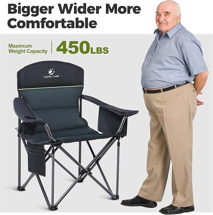 ALPHA CAMP Oversized Camping Chair Heavy Duty Lawn Chair - Image 4