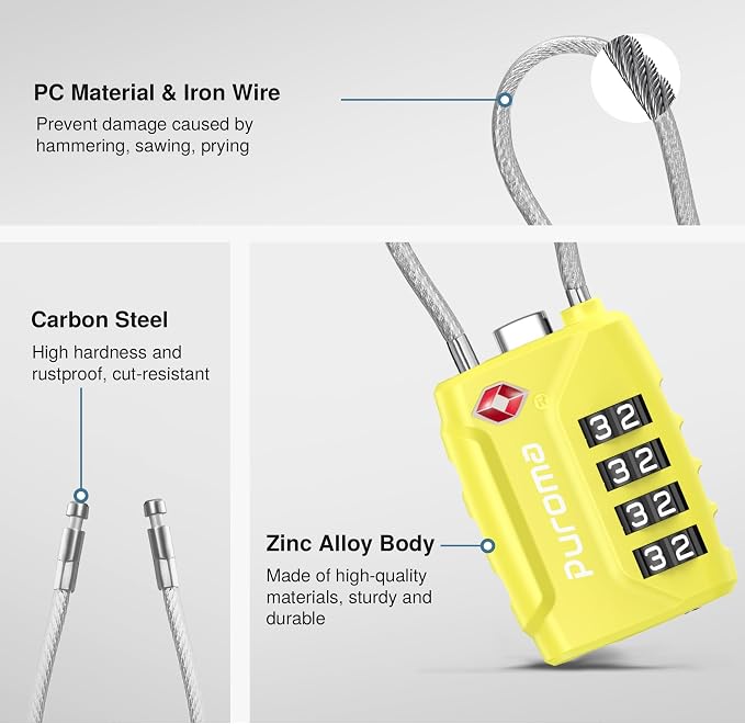 Puroma 2 Pack TSA Approved Luggage Lock, 4 Digit Combination Travel Locks - Image 5