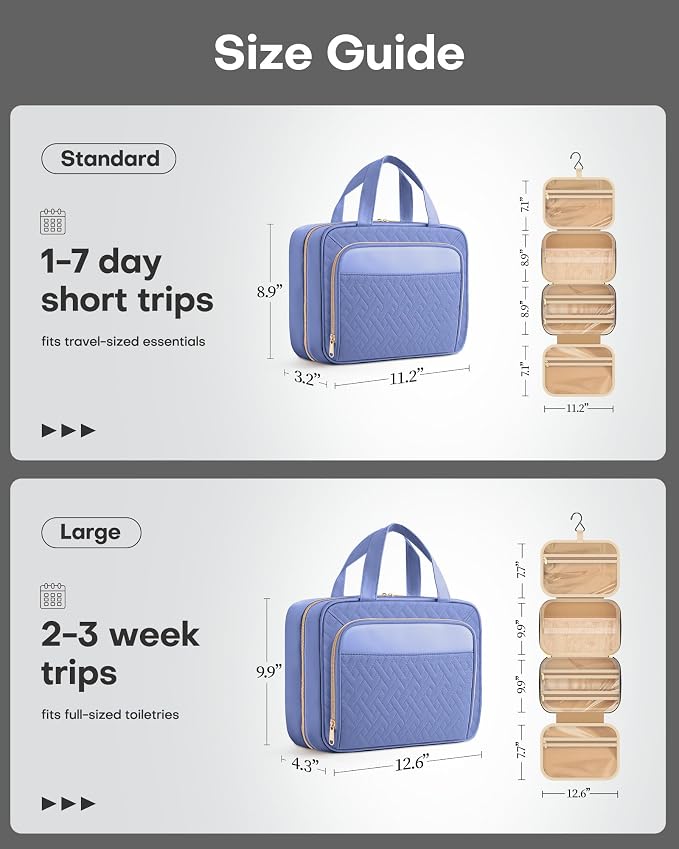 HOTOR Travel Toiletry Bag for Women & Men, Waterproof Makeup Bag - Image 4