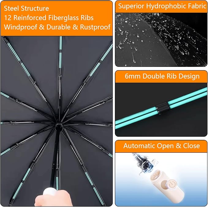 Large Double-Ribs Umbrella Automatic Folding Umbrella - Image 8