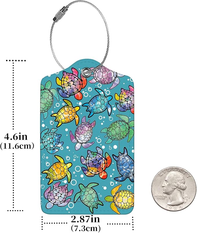 2 Pcs Luggage Tags for Suitcase, Cute Unique PU Leather Travel Bag Tag - Image 2