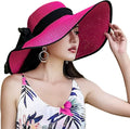 DRESHOW Beach Hats for Women Big Straw Wide Brim Summer Hat Floppy Foldable by DRESHOW