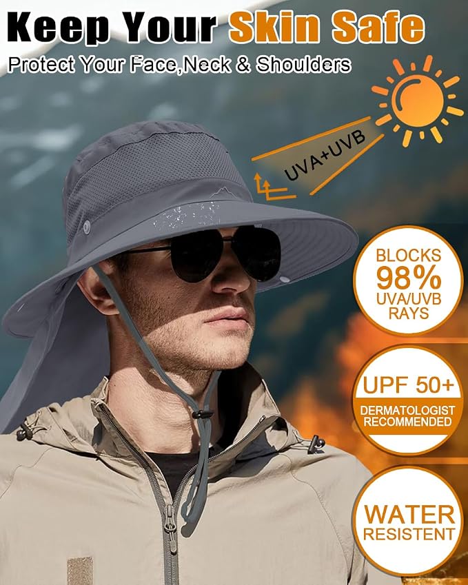 Outdoor Sun Hats with Stowable Neck Flap - Image 3