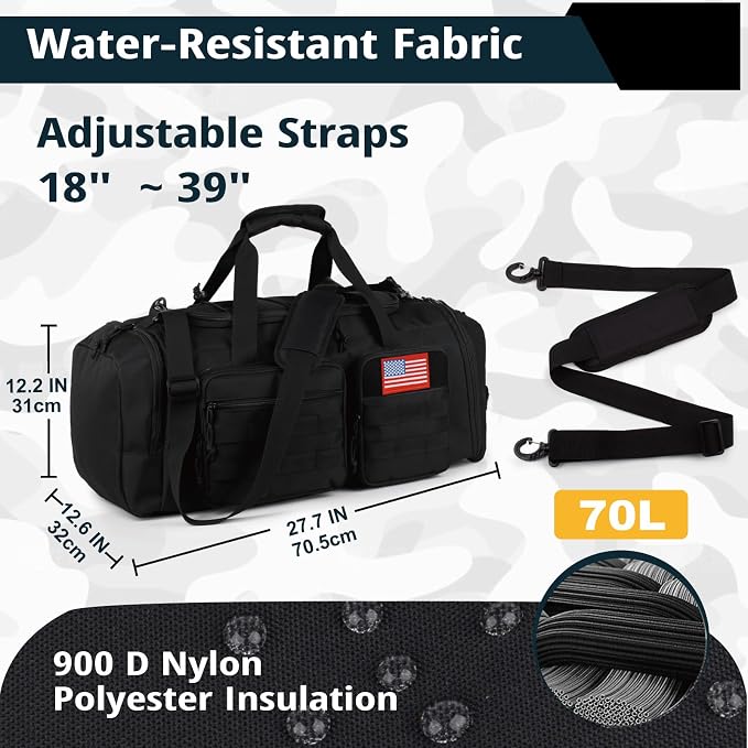 Tactical Gym Bag for Men，70L Large 3 in 1 Sports Duffle Bag - Image 4