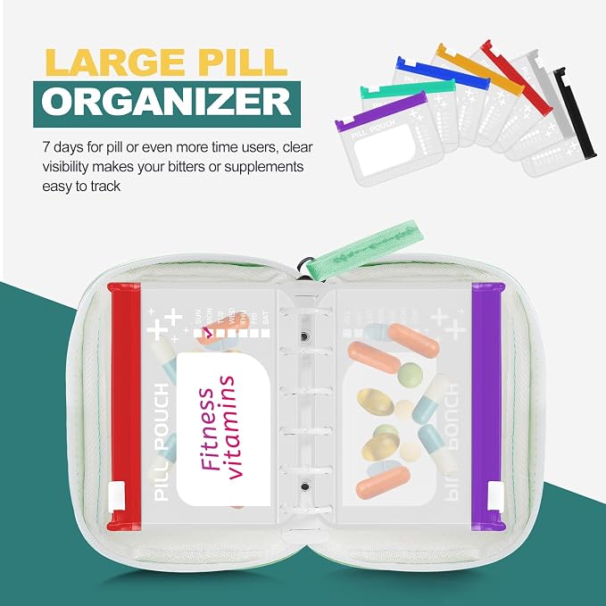 A7-L Water-Proof Pill Pouch Set， Large Pill Organizer, BPA Free, A7-L Pill - Image 5