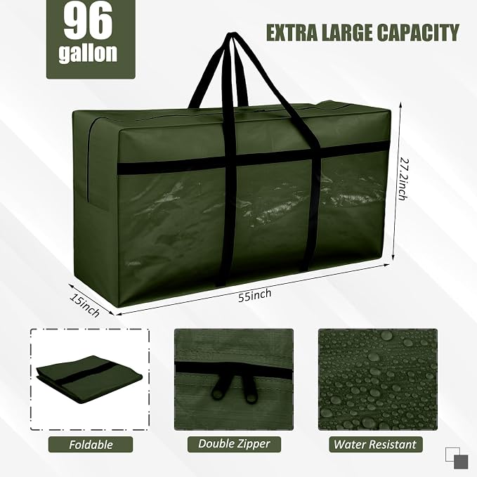 4 Pcs Large Moving Bags with Zipper and Handles Foldable Storage Duffle Bags - Image 2