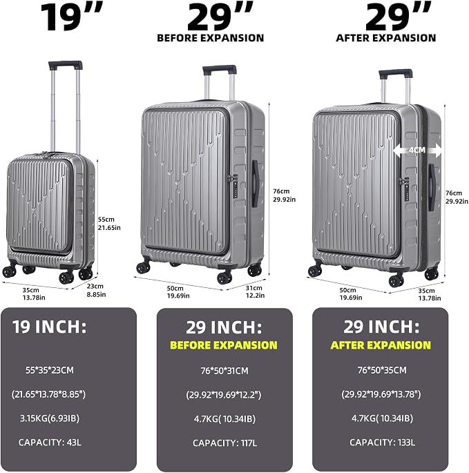 2 Pieces 19/29 Luggage Sets, 19 Inch Carry On Luggage - Image 2
