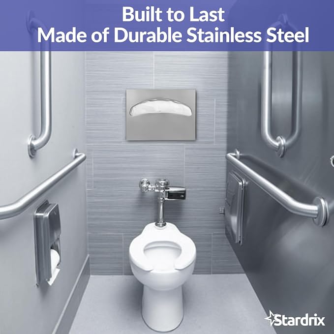 Stainless Steel Toilet Seat Cover Dispenser, Wall Mount Single or 1/2 Fold - Image 2