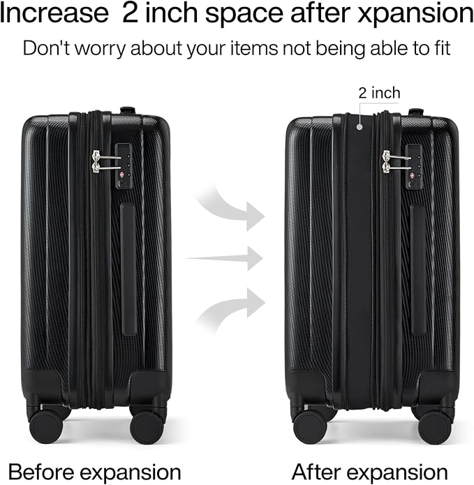 Hanke Expandable Hard Shell Luggage Sets 2 piece Carry on Luggage - Image 3