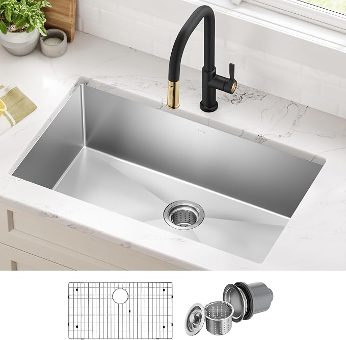 Kraus KHU100-32 Standart PRO 16 Gauge Undermount Single Bowl Stainless Steel - Image 2