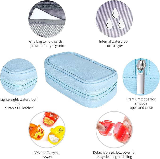Serfeymi Weekly Travel Pill Organizer 2 Times A Day AM PM Upgraded Rainbow Pill - Image 3