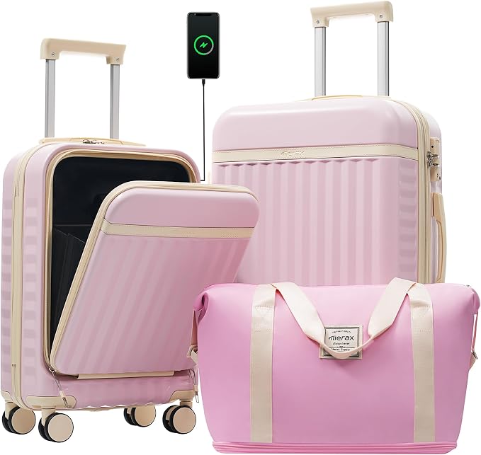 Merax Luggage Sets Front Opening, 2 Piece Hardshell Suitcase by Merax