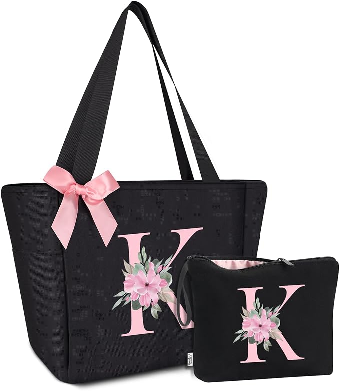 Vavabox Tote Bag, A-Z Initial Monogrammed Waterproof Tote Bag, Bridesmaid Gifts by Vavabox