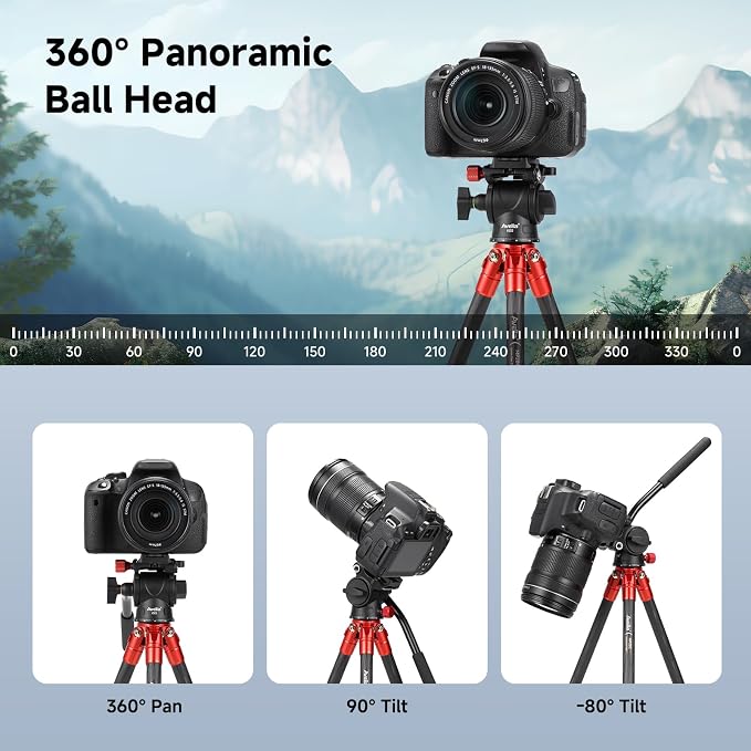 Avella Mini Carbon Fiber Camera Tripod MP20C, Portable Lightweight Tabletop - Image 6