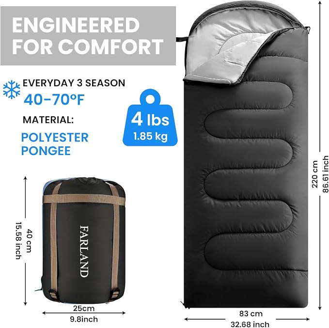 FARLAND Sleeping Bags 30℉ for Adults Teens Kids - Image 2