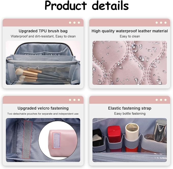 Travel Makeup Bags for Women Cosmetic Bag: Puffy Make up Bags Set of 3 - Image 4