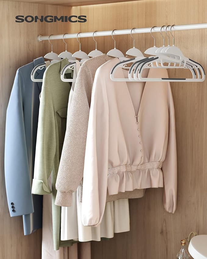 SONGMICS 50 Pack Coat Hangers, Heavy-Duty Plastic Suit Hangers, S-Shaped Opening - Image 2