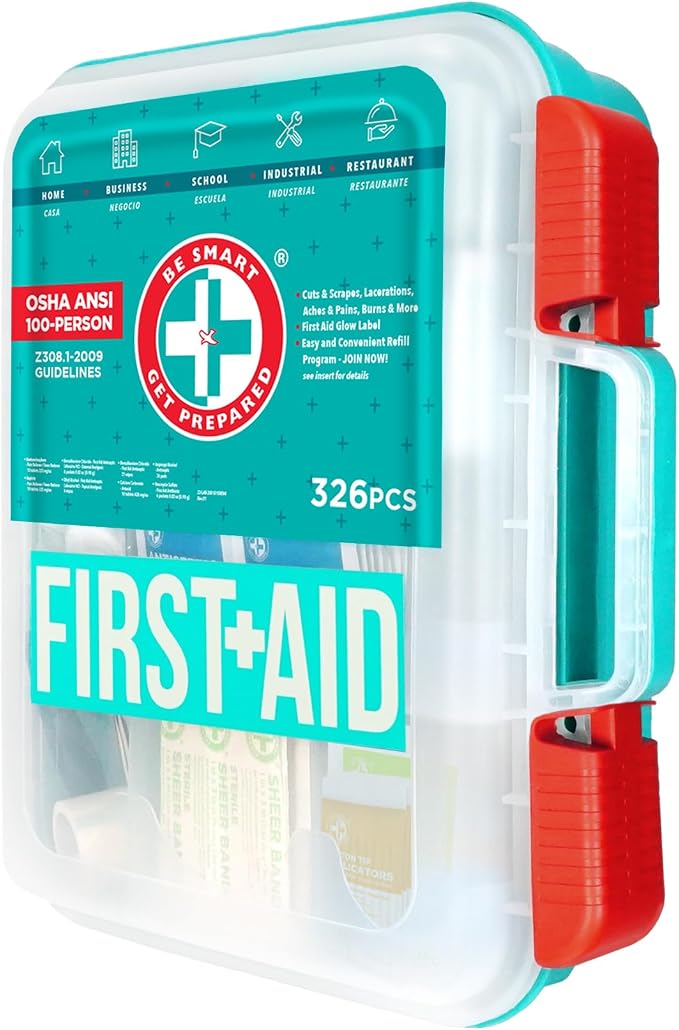 Be Smart Get Prepared First Aid Kit, 326 Piece, Exceeds OSHA and ANSI - Image 8