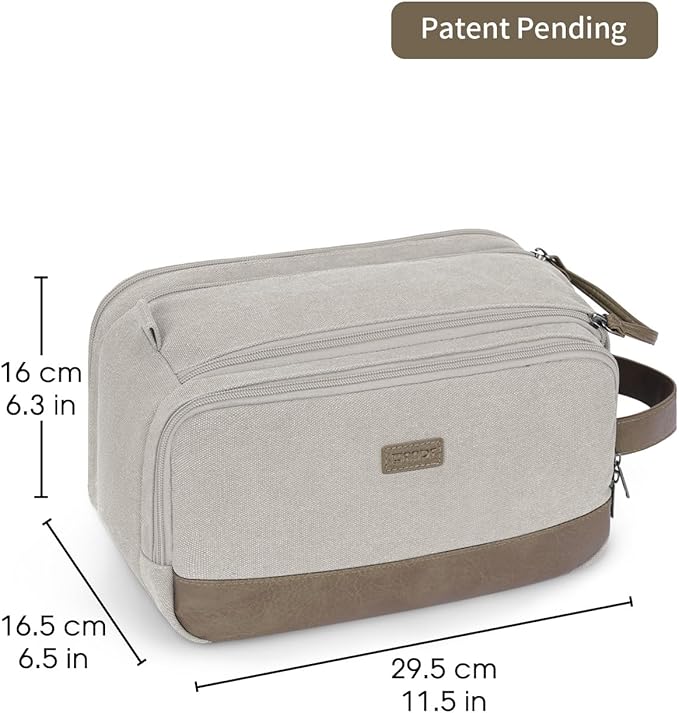 WANDF Toiletry Bag for Men Travel Toiletry Organizer Canvas and Leather Dopp - Image 6